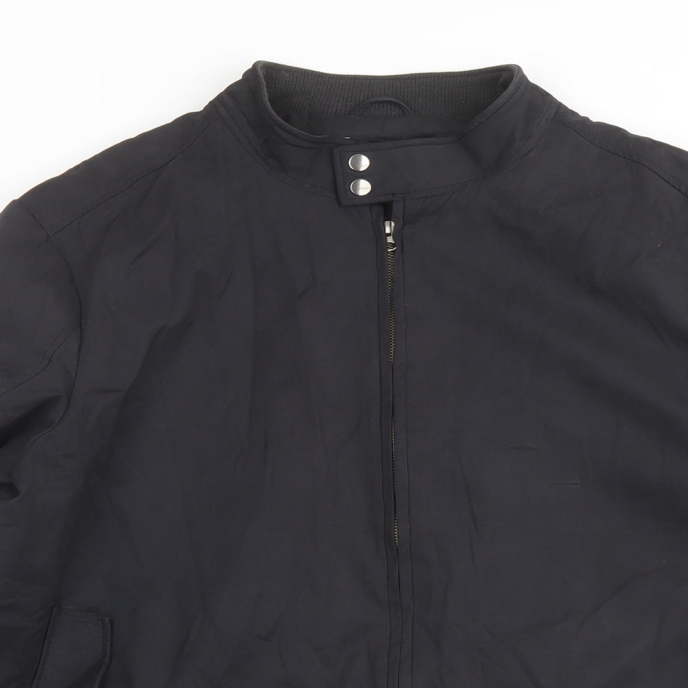 Austin Reed Mens Black Bomber Jacket Coatigan Size XL Zip