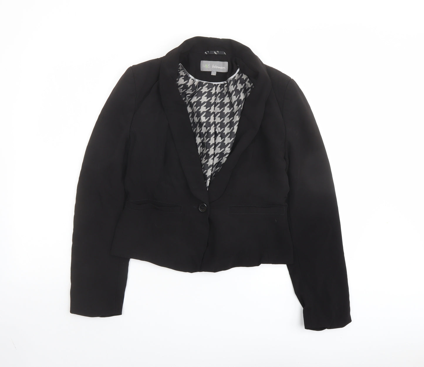 Marks and Spencer Womens Black Jacket Blazer Size 10 Button