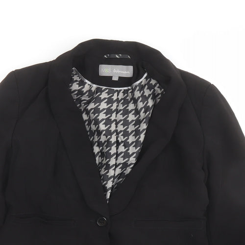 Marks and Spencer Womens Black Jacket Blazer Size 10 Button