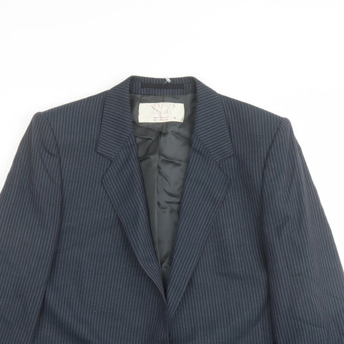 Country Casuals Womens Green Striped Polyester Jacket Suit Jacket Size 14