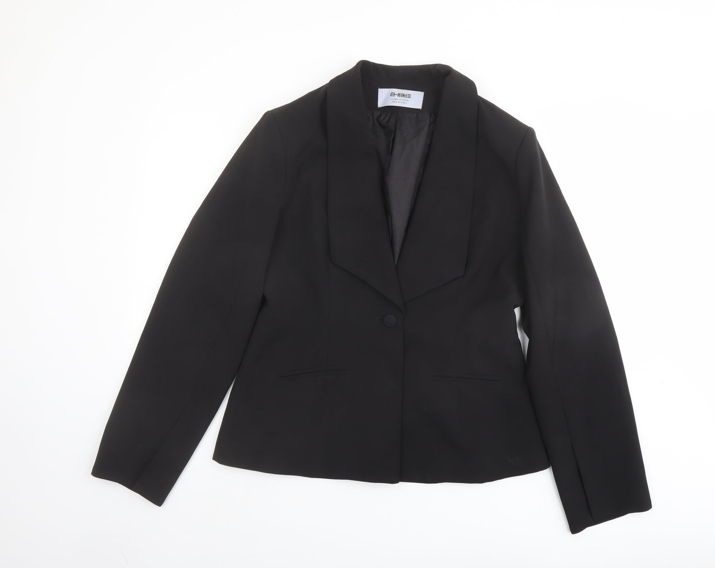 4TH Reckless Womens Black Polyester Jacket Blazer Size 14