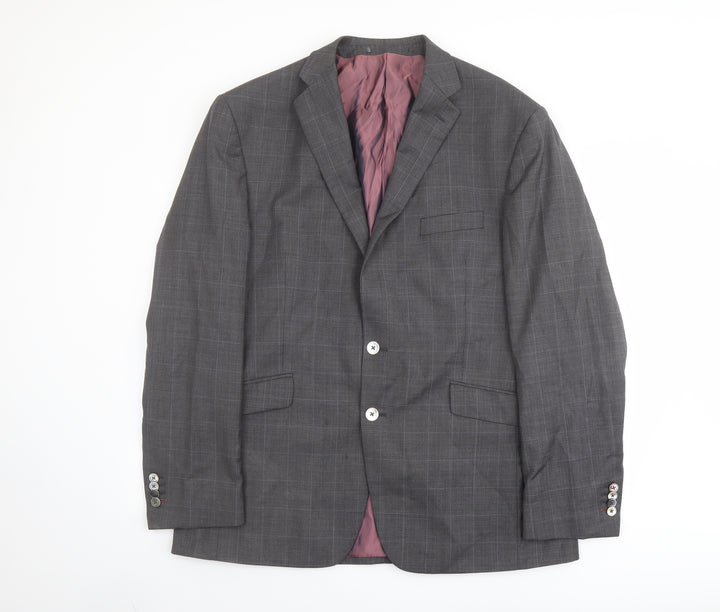 Norton Towndend Mens Grey Check Polyester Jacket Suit Jacket Size 46 Regular