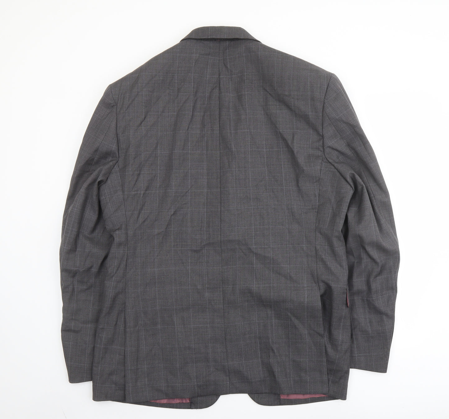 Norton Towndend Mens Grey Check Polyester Jacket Suit Jacket Size 46 Regular