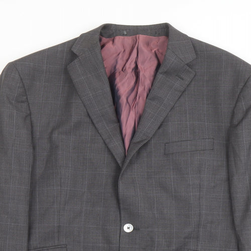 Norton Towndend Mens Grey Check Polyester Jacket Suit Jacket Size 46 Regular