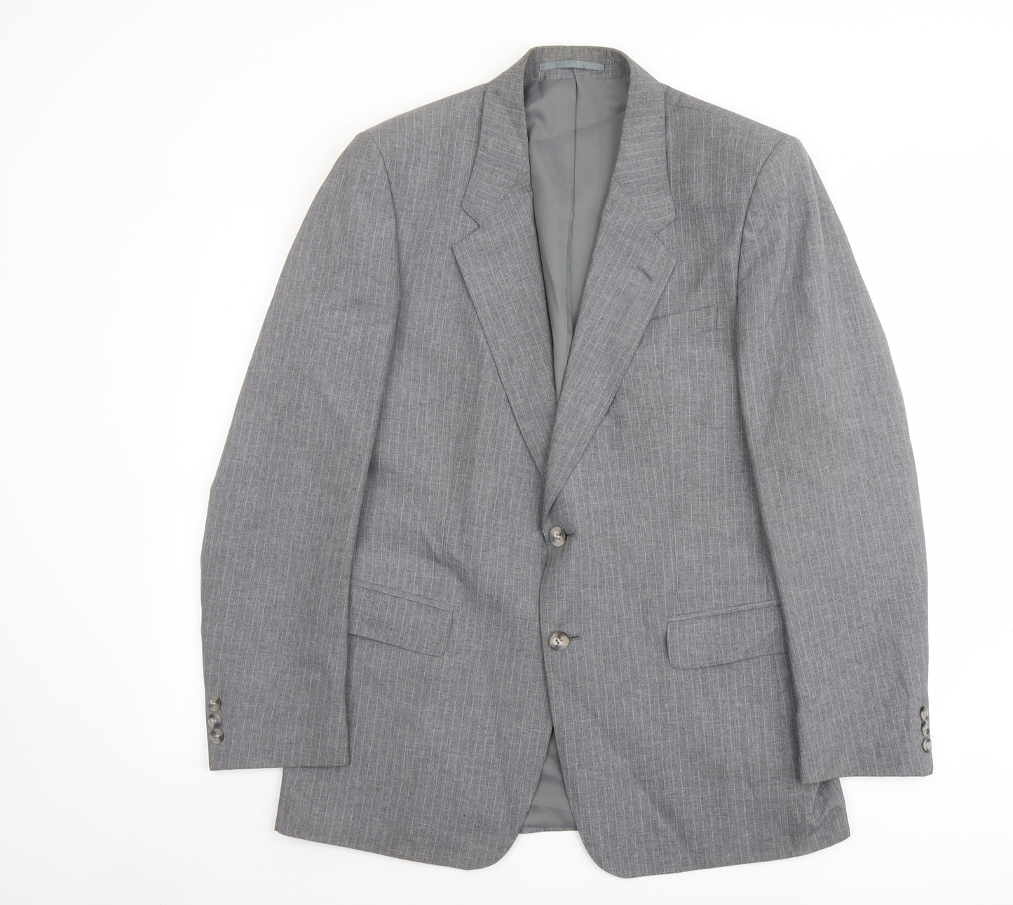 Austin Reed Mens Grey Striped Polyester Jacket Suit Jacket Size 42 Regular
