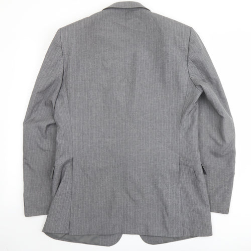 Austin Reed Mens Grey Striped Polyester Jacket Suit Jacket Size 42 Regular