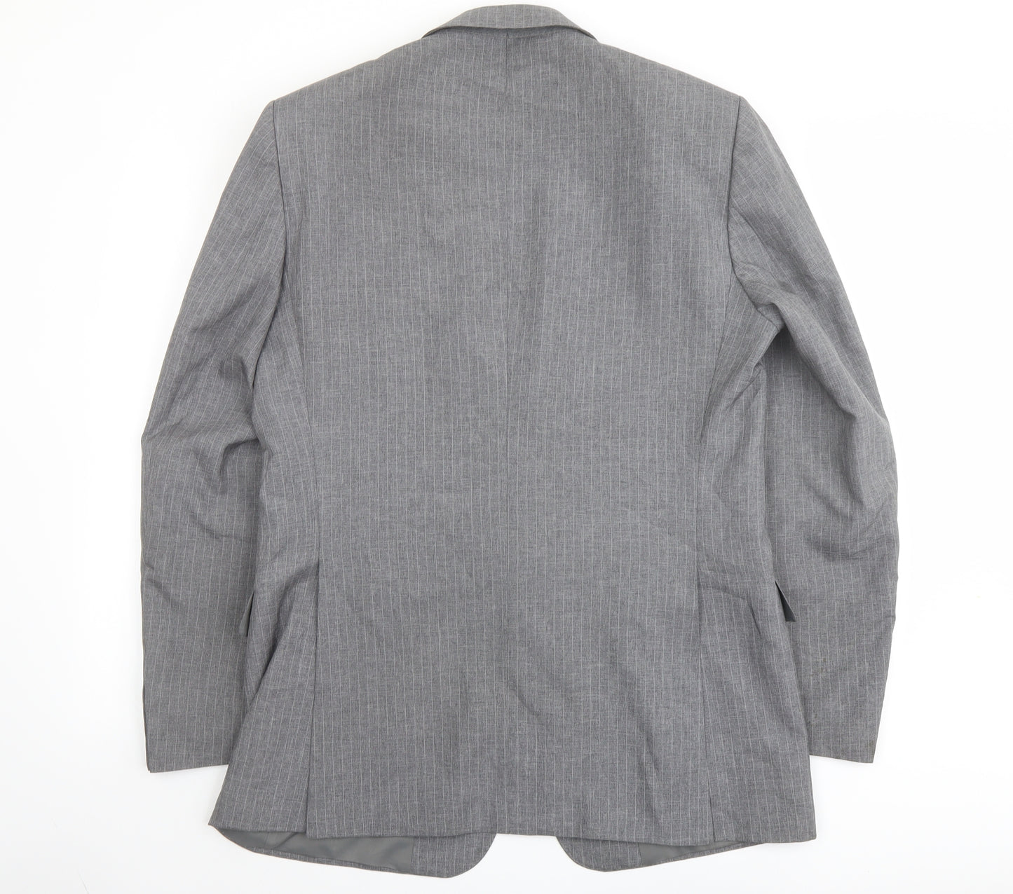Austin Reed Mens Grey Striped Polyester Jacket Suit Jacket Size 42 Regular