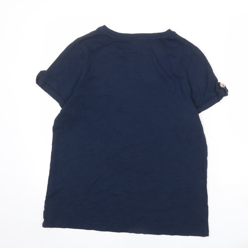 River Island Womens Blue 100% Cotton Basic T-Shirt Size 14 Round Neck