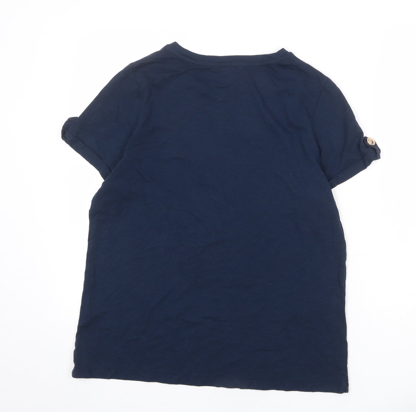 River Island Womens Blue 100% Cotton Basic T-Shirt Size 14 Round Neck