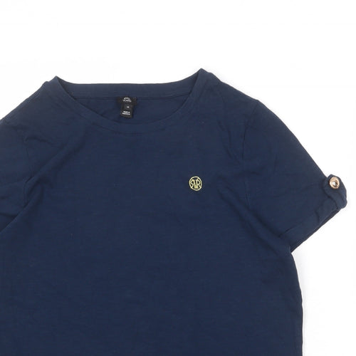 River Island Womens Blue 100% Cotton Basic T-Shirt Size 14 Round Neck