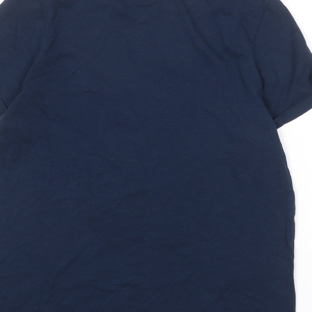 River Island Womens Blue 100% Cotton Basic T-Shirt Size 14 Round Neck