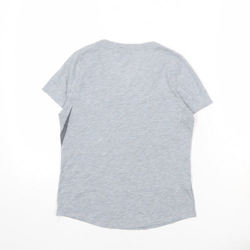 Nike Girls Grey Polyester Basic T-Shirt Size L Round Neck Pullover