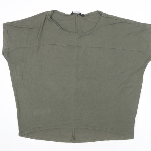 New Look Womens Green Viscose Basic T-Shirt Size 16 Round Neck