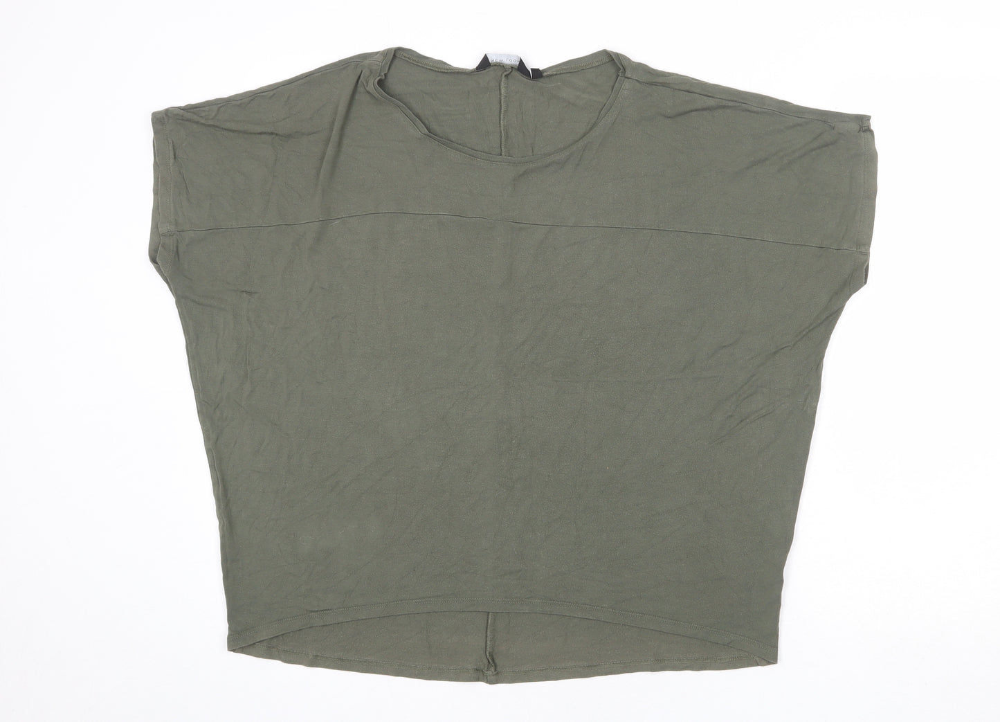 New Look Womens Green Viscose Basic T-Shirt Size 16 Round Neck