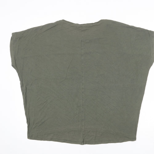 New Look Womens Green Viscose Basic T-Shirt Size 16 Round Neck