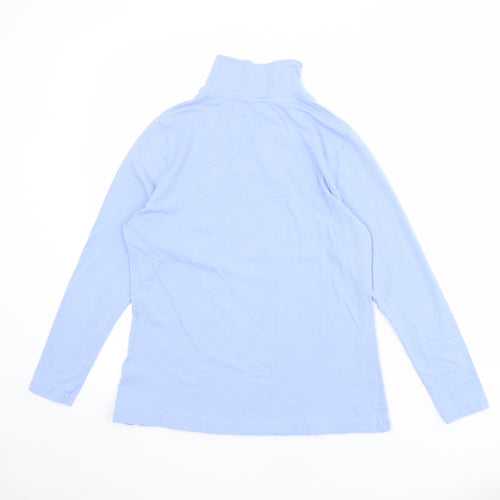 Marks and Spencer Womens Blue Cotton Basic T-Shirt Size 14 High Neck