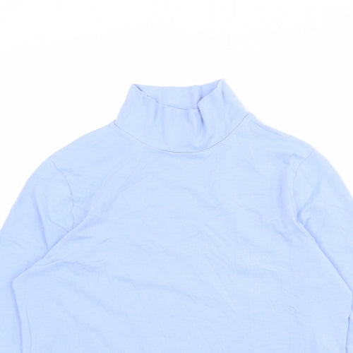 Marks and Spencer Womens Blue Cotton Basic T-Shirt Size 14 High Neck