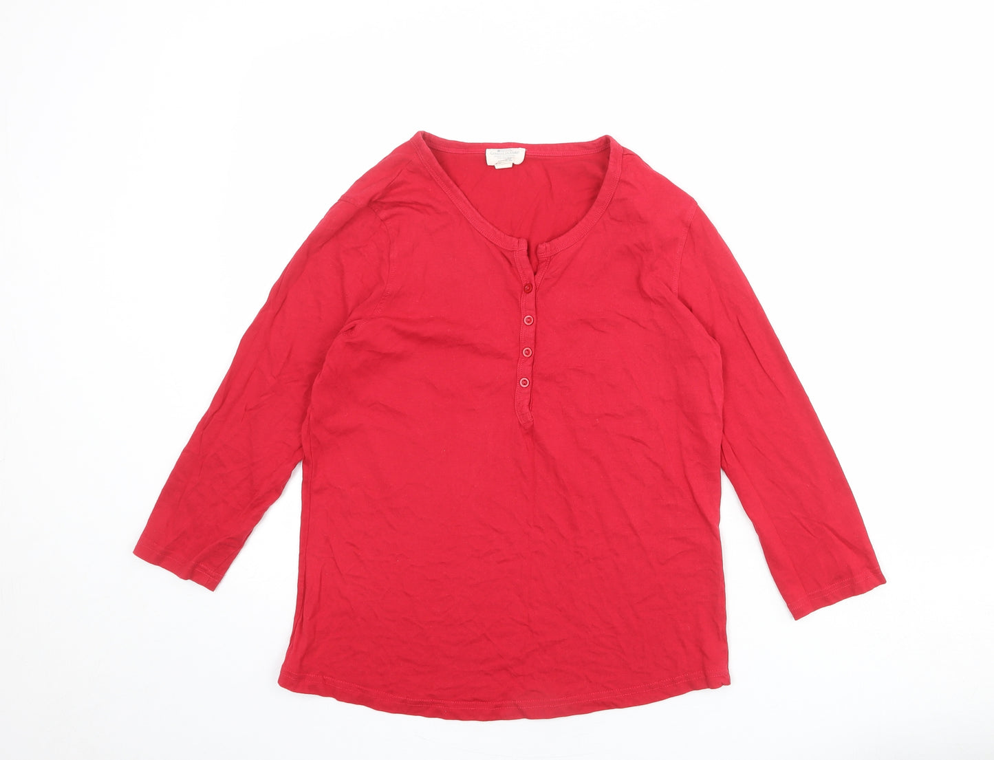 Mountain Warehouse Womens Red Polyester Basic T-Shirt Size 12 Henley