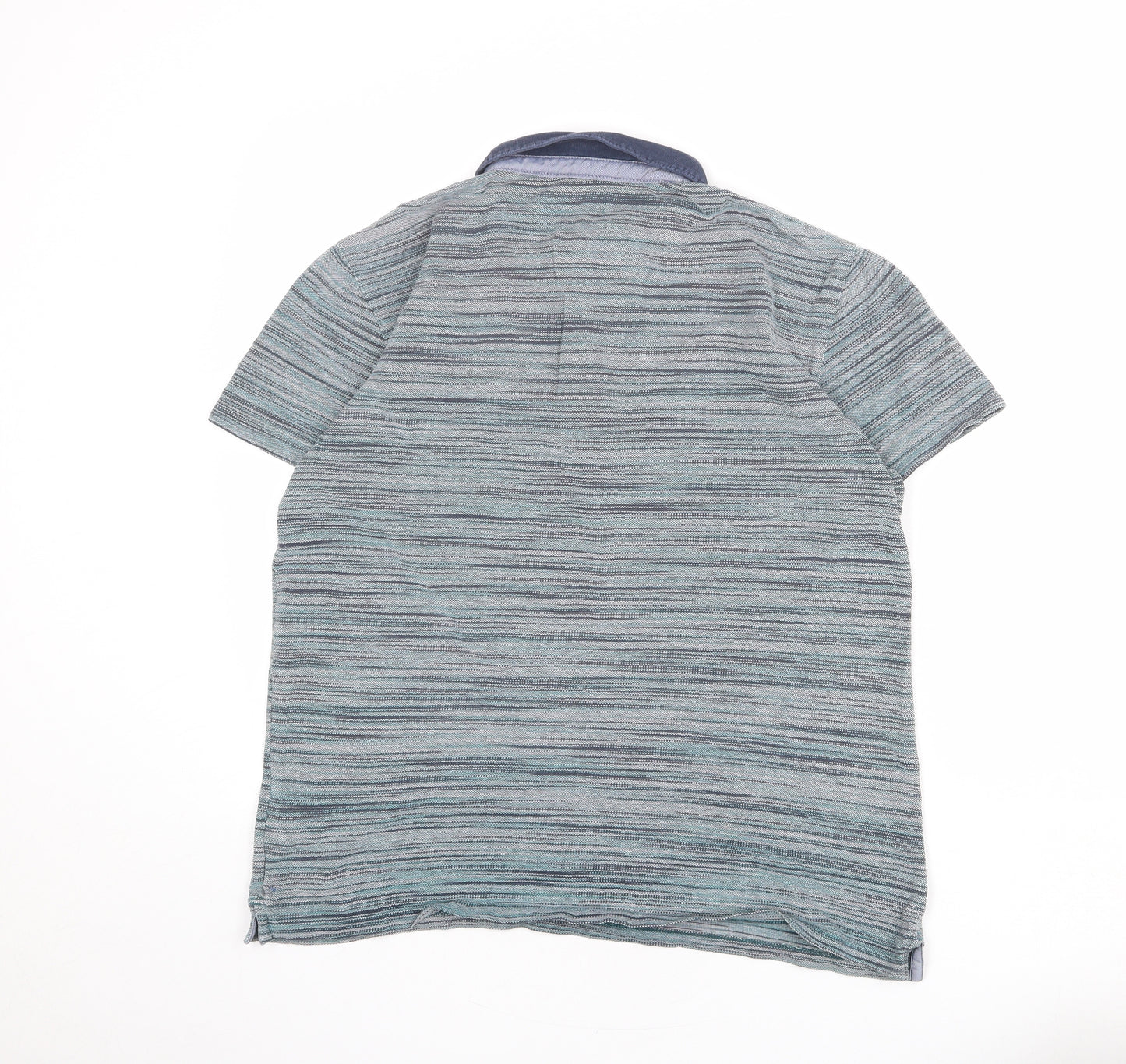 NEXT Mens Multicoloured Striped 100% Cotton Polo Size L Collared Button