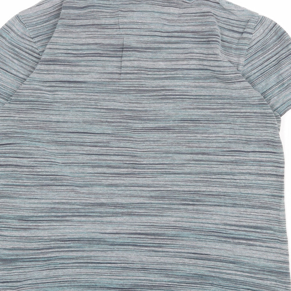 NEXT Mens Multicoloured Striped 100% Cotton Polo Size L Collared Button