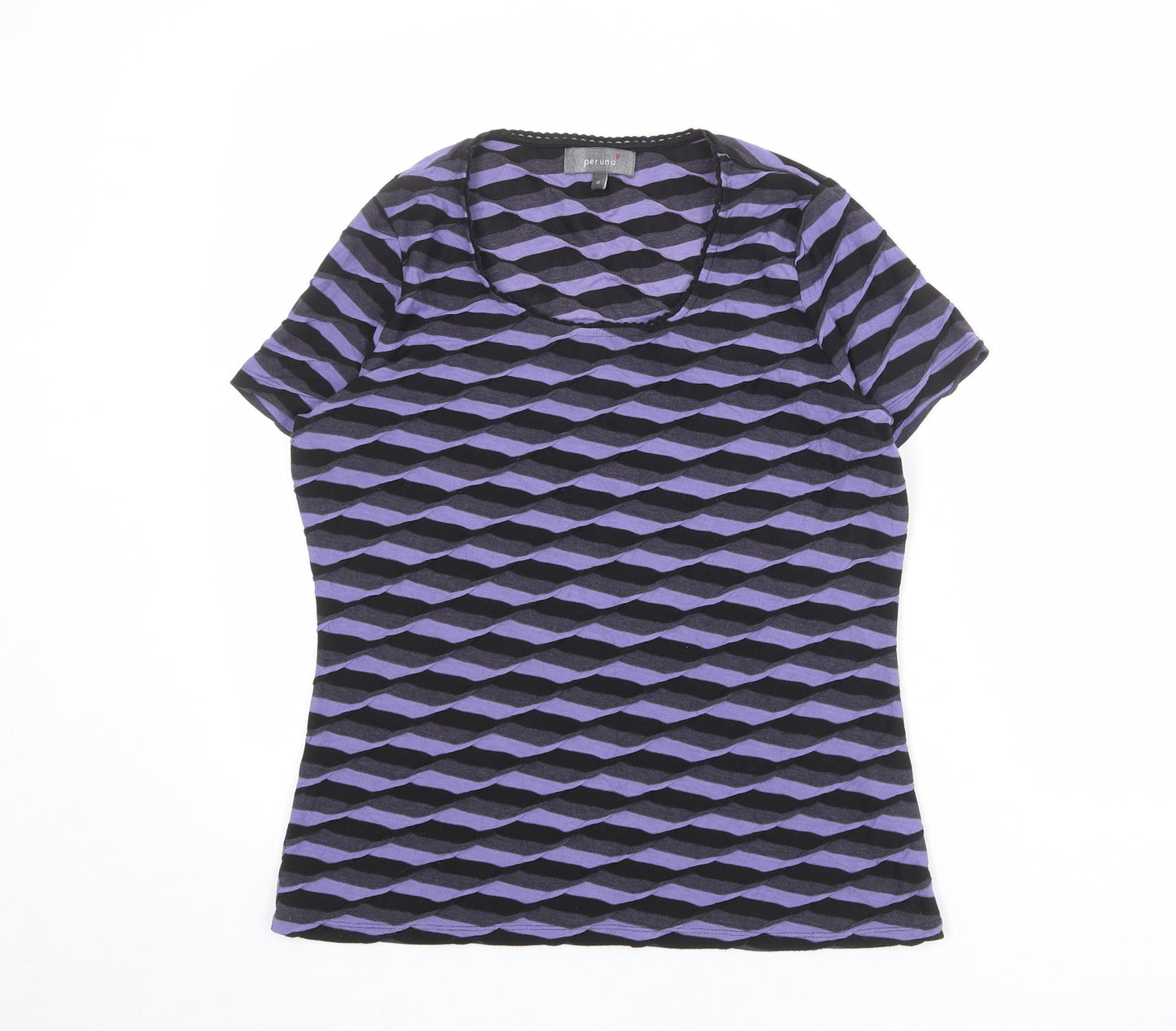 Per Una Womens Multicoloured Geometric Polyester Basic T-Shirt Size 12 Round Neck