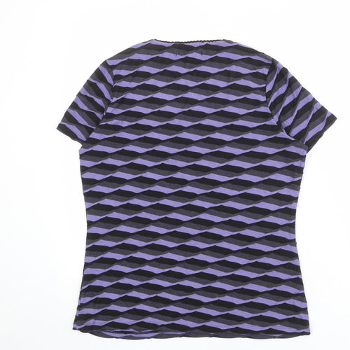Per Una Womens Multicoloured Geometric Polyester Basic T-Shirt Size 12 Round Neck
