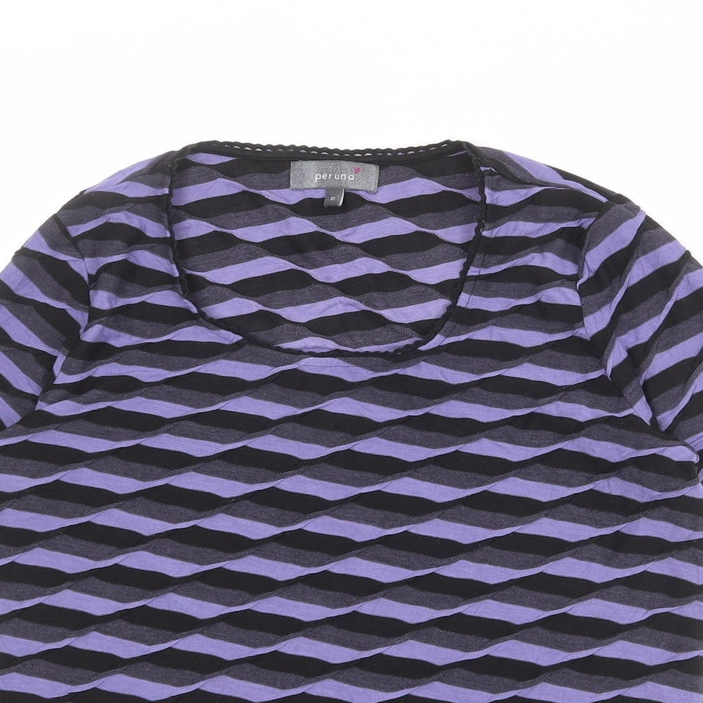 Per Una Womens Multicoloured Geometric Polyester Basic T-Shirt Size 12 Round Neck