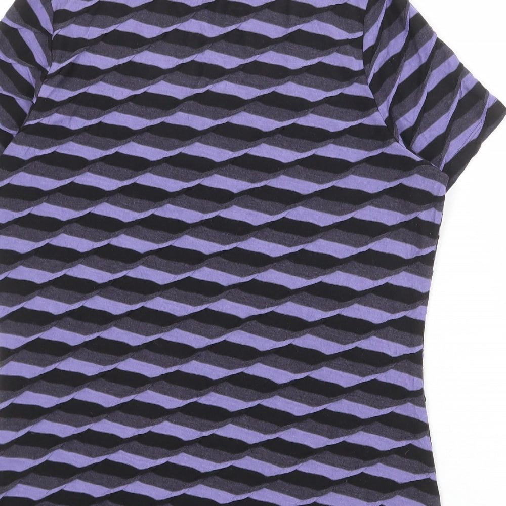 Per Una Womens Multicoloured Geometric Polyester Basic T-Shirt Size 12 Round Neck