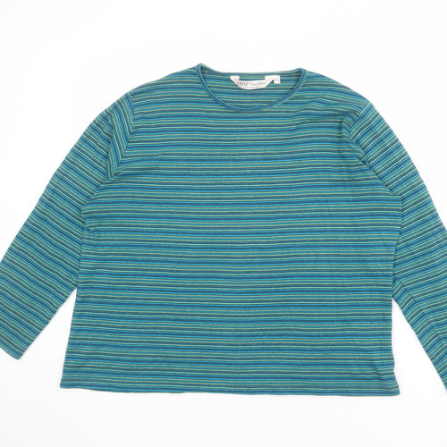 EWM Womens Multicoloured Striped 100% Cotton Basic T-Shirt Size 22 Crew Neck - Size 22-24