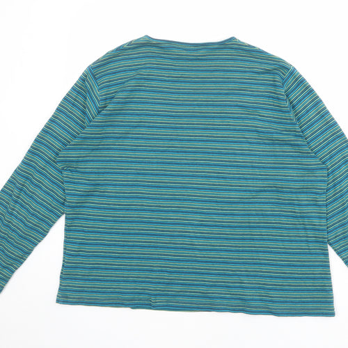 EWM Womens Multicoloured Striped 100% Cotton Basic T-Shirt Size 22 Crew Neck - Size 22-24