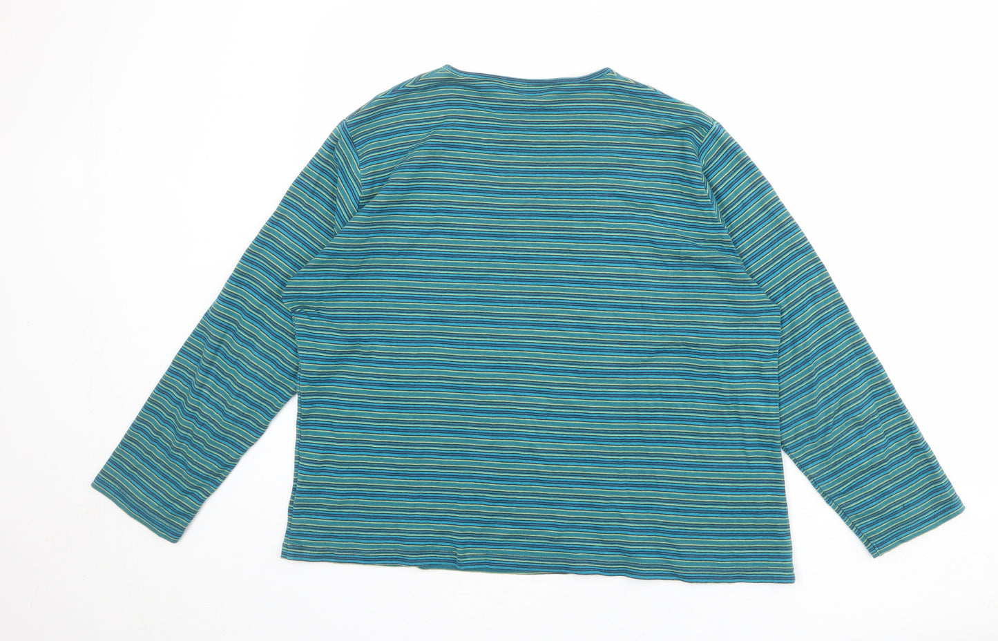 EWM Womens Multicoloured Striped 100% Cotton Basic T-Shirt Size 22 Crew Neck - Size 22-24