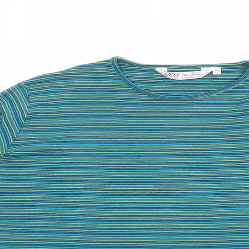 EWM Womens Multicoloured Striped 100% Cotton Basic T-Shirt Size 22 Crew Neck - Size 22-24