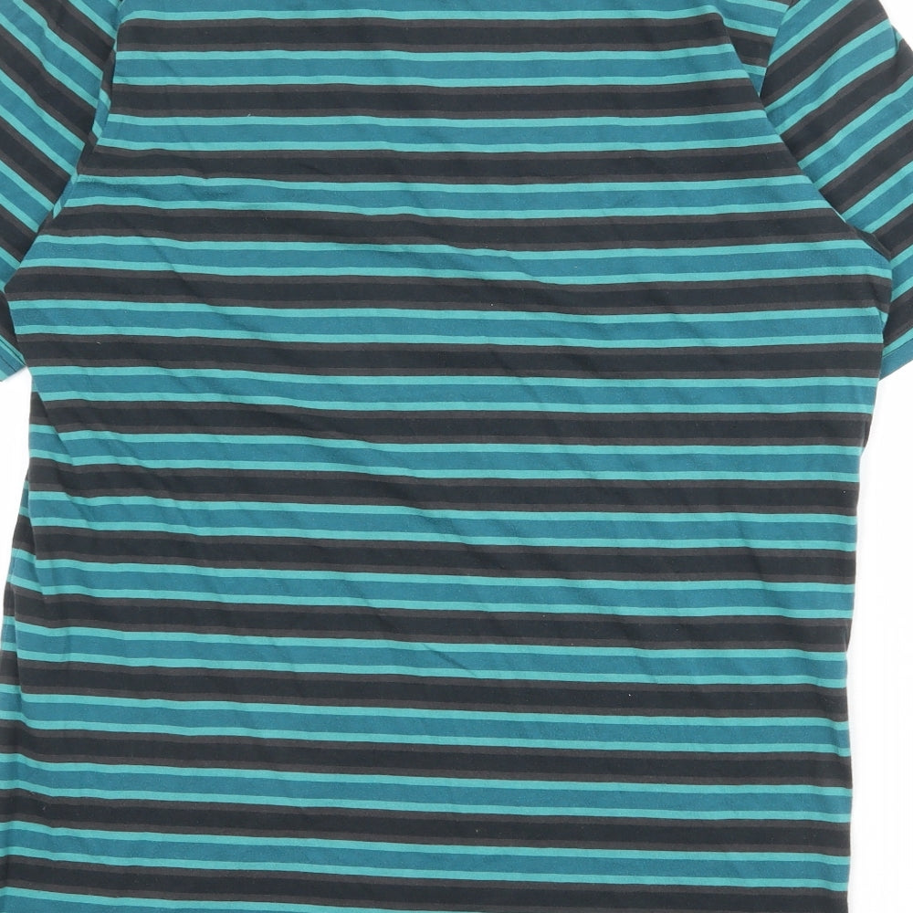 Oakley Mens Multicoloured Striped Polyester T-Shirt Size L Round Neck