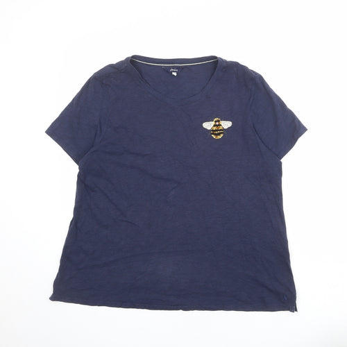 Joules Womens Blue Cotton Basic T-Shirt Size 18 Round Neck - Bee