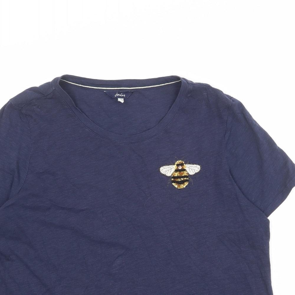 Joules Womens Blue Cotton Basic T-Shirt Size 18 Round Neck - Bee