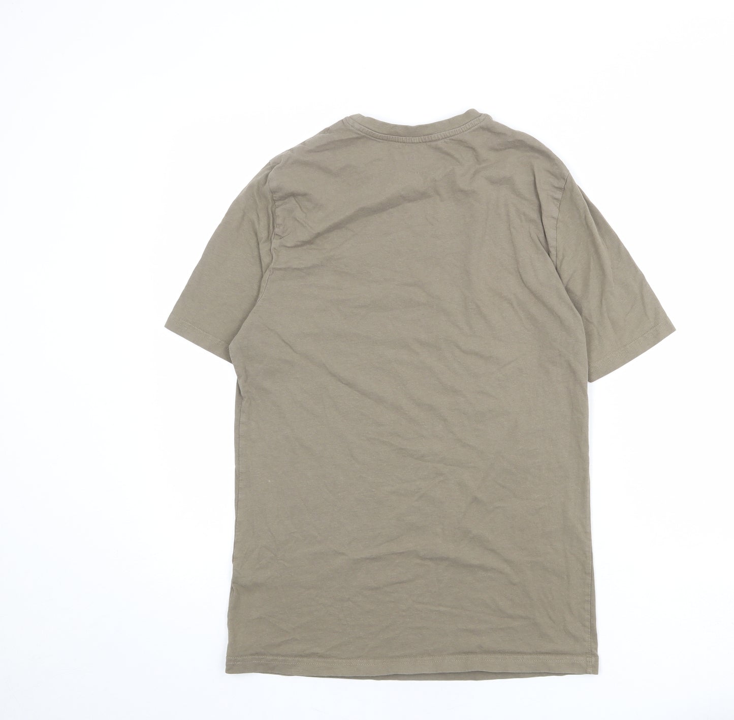 Marks and Spencer Mens Brown Cotton T-Shirt Size S Round Neck