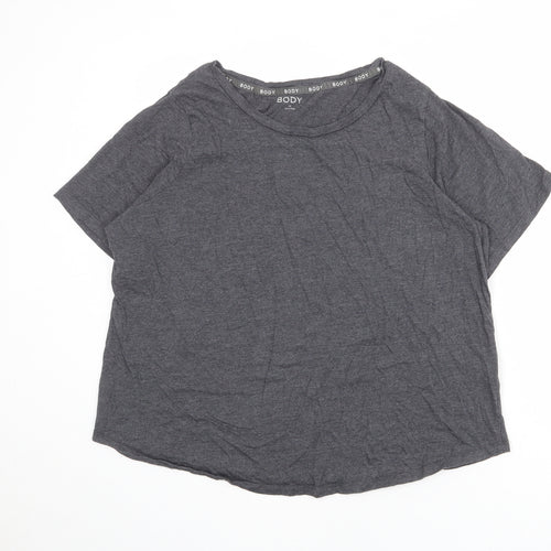 Marks and Spencer Womens Grey Cotton Basic T-Shirt Size 22 Boat Neck