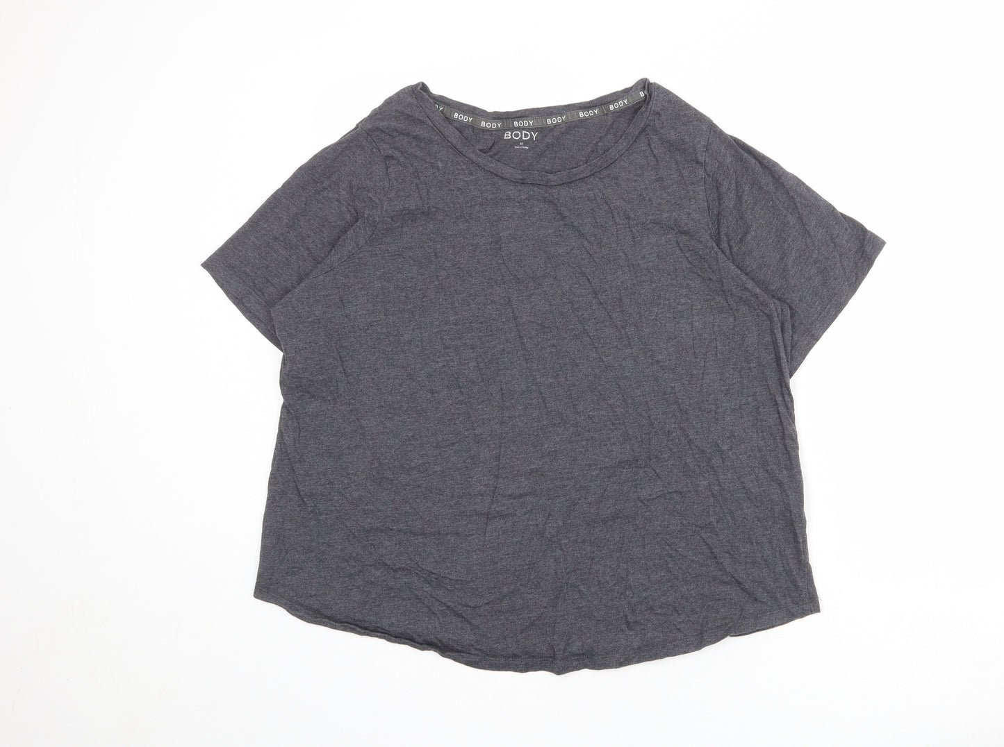 Marks and Spencer Womens Grey Cotton Basic T-Shirt Size 22 Boat Neck