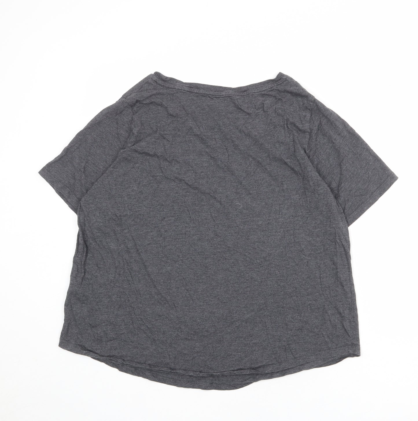 Marks and Spencer Womens Grey Cotton Basic T-Shirt Size 22 Boat Neck