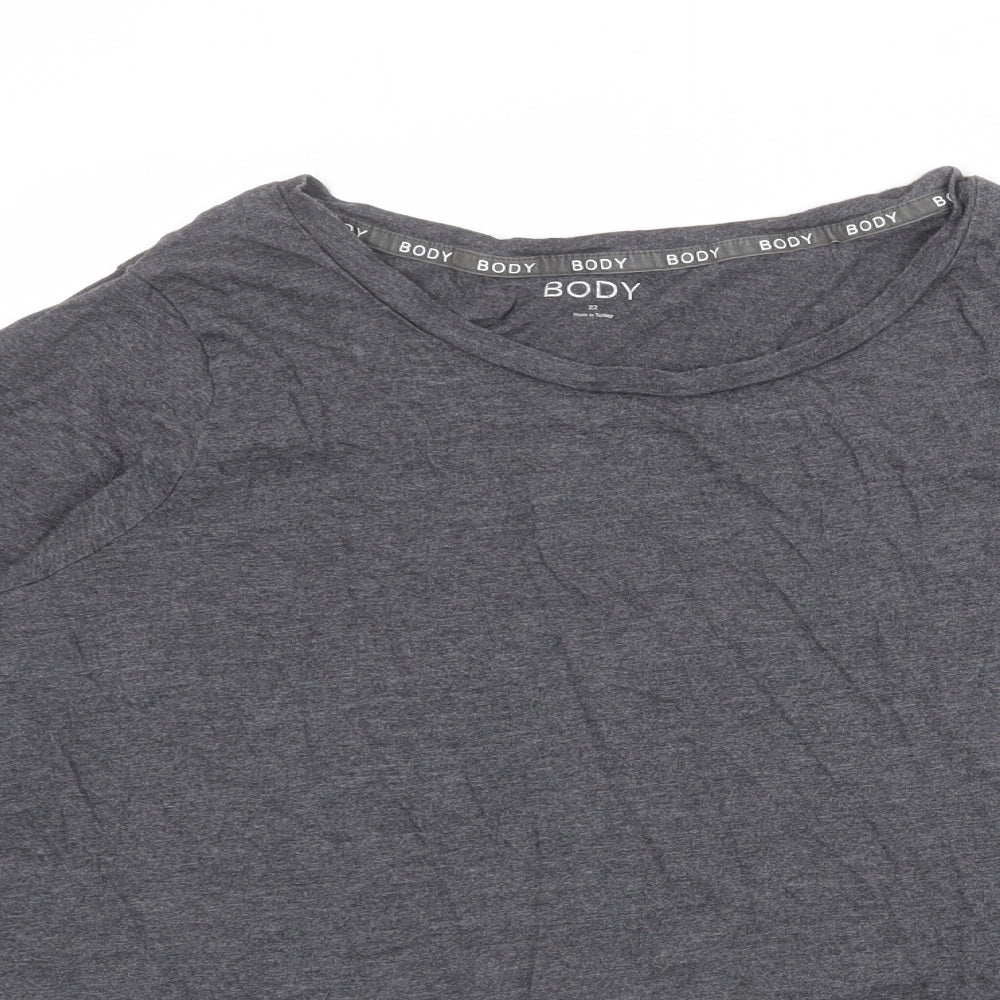 Marks and Spencer Womens Grey Cotton Basic T-Shirt Size 22 Boat Neck