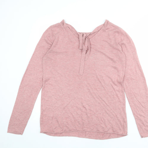 H&M Womens Pink Round Neck Acrylic Pullover Jumper Size S