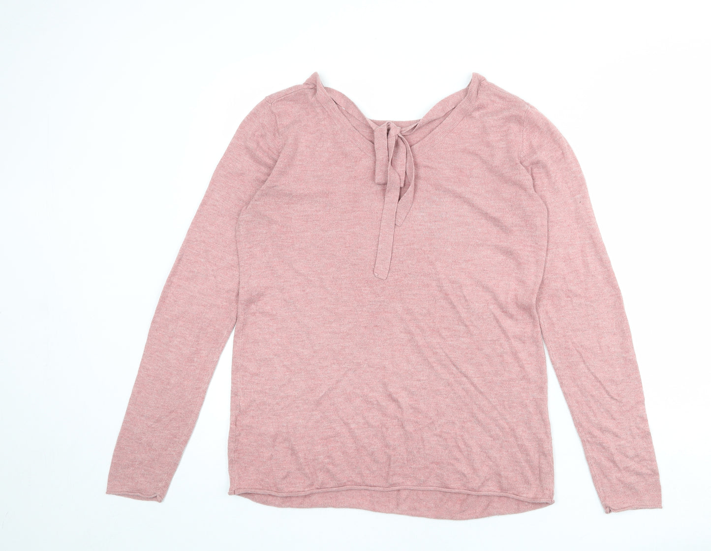 H&M Womens Pink Round Neck Acrylic Pullover Jumper Size S