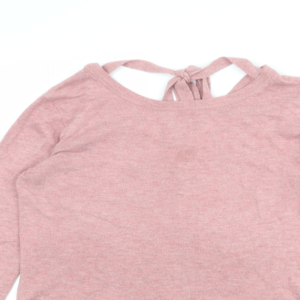 H&M Womens Pink Round Neck Acrylic Pullover Jumper Size S