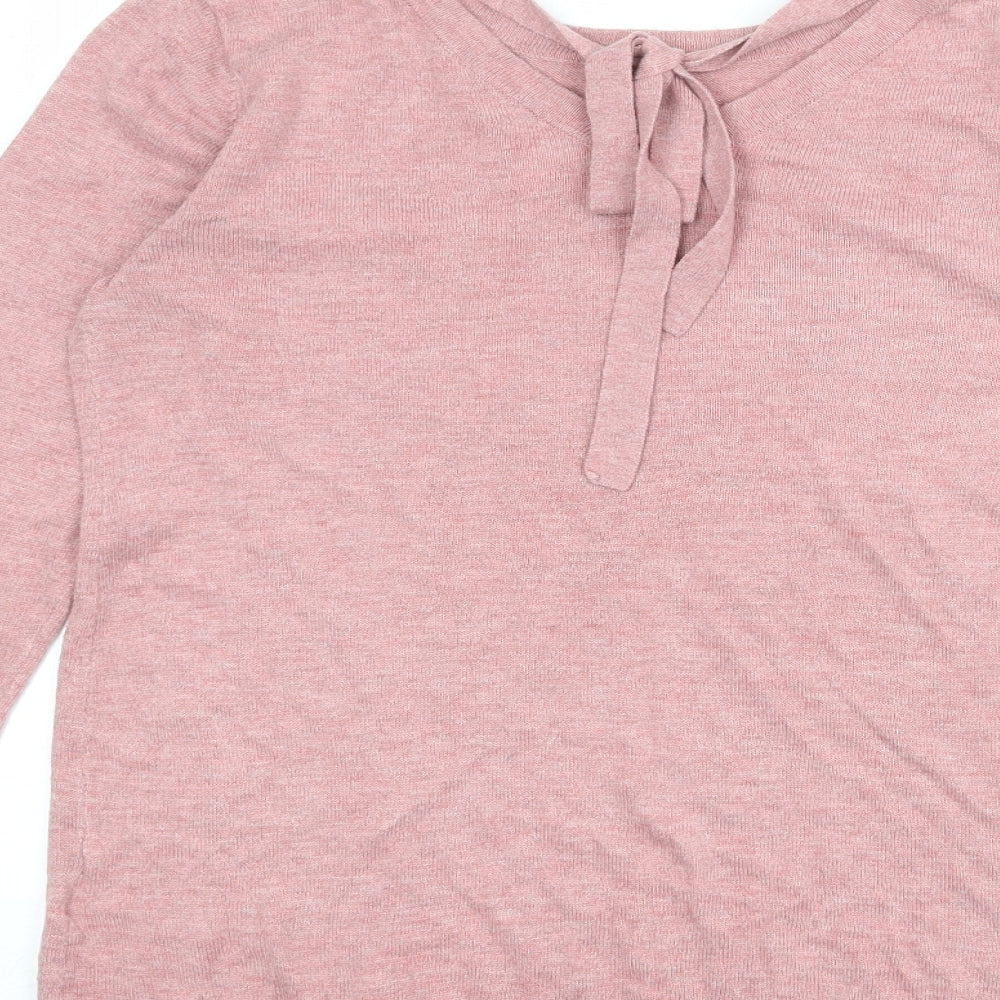 H&M Womens Pink Round Neck Acrylic Pullover Jumper Size S