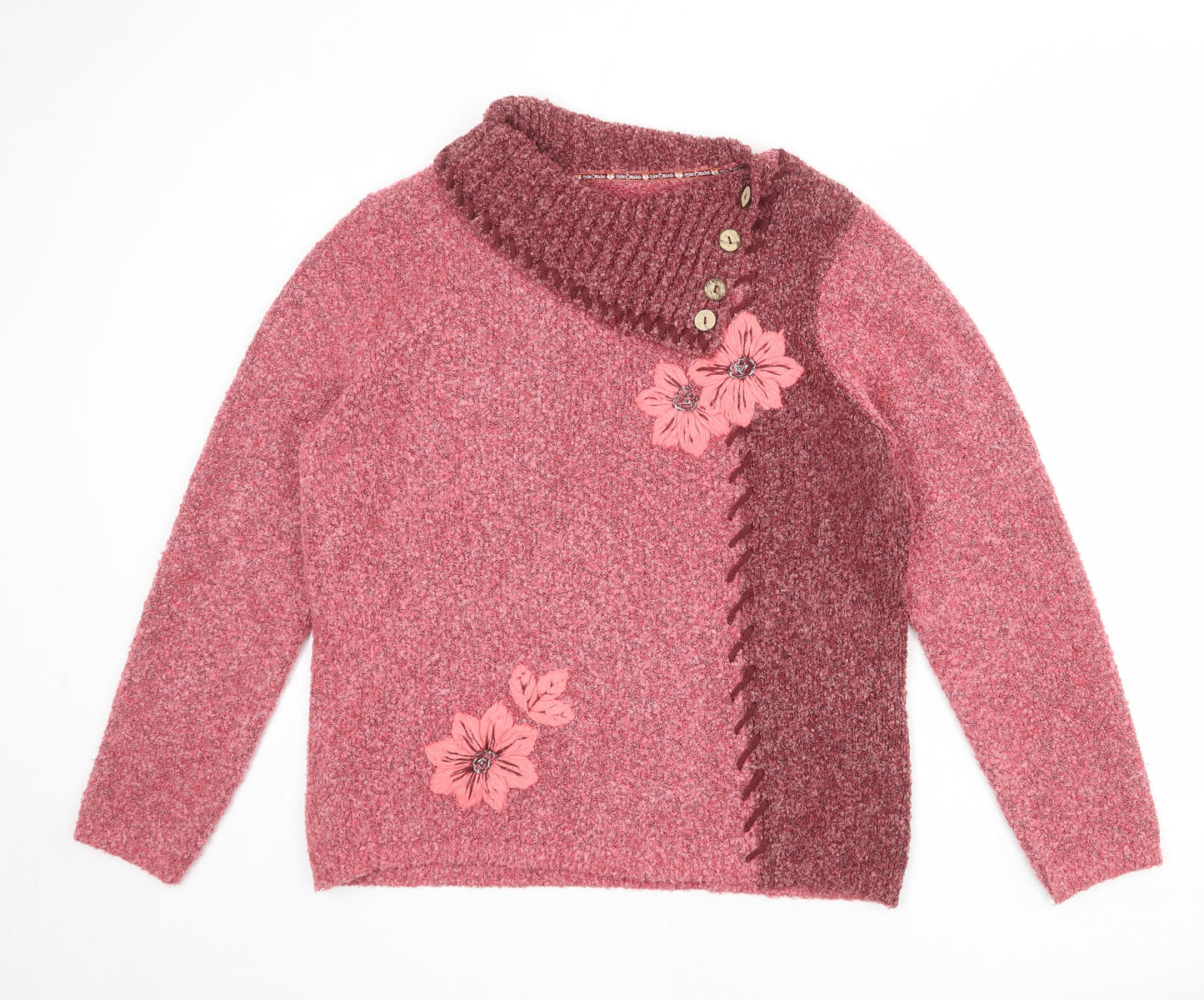 Joe Browns Womens Pink Roll Neck Acrylic Pullover Jumper Size 18