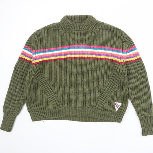 Superdry Womens Green Round Neck Acrylic Pullover Jumper Size 8