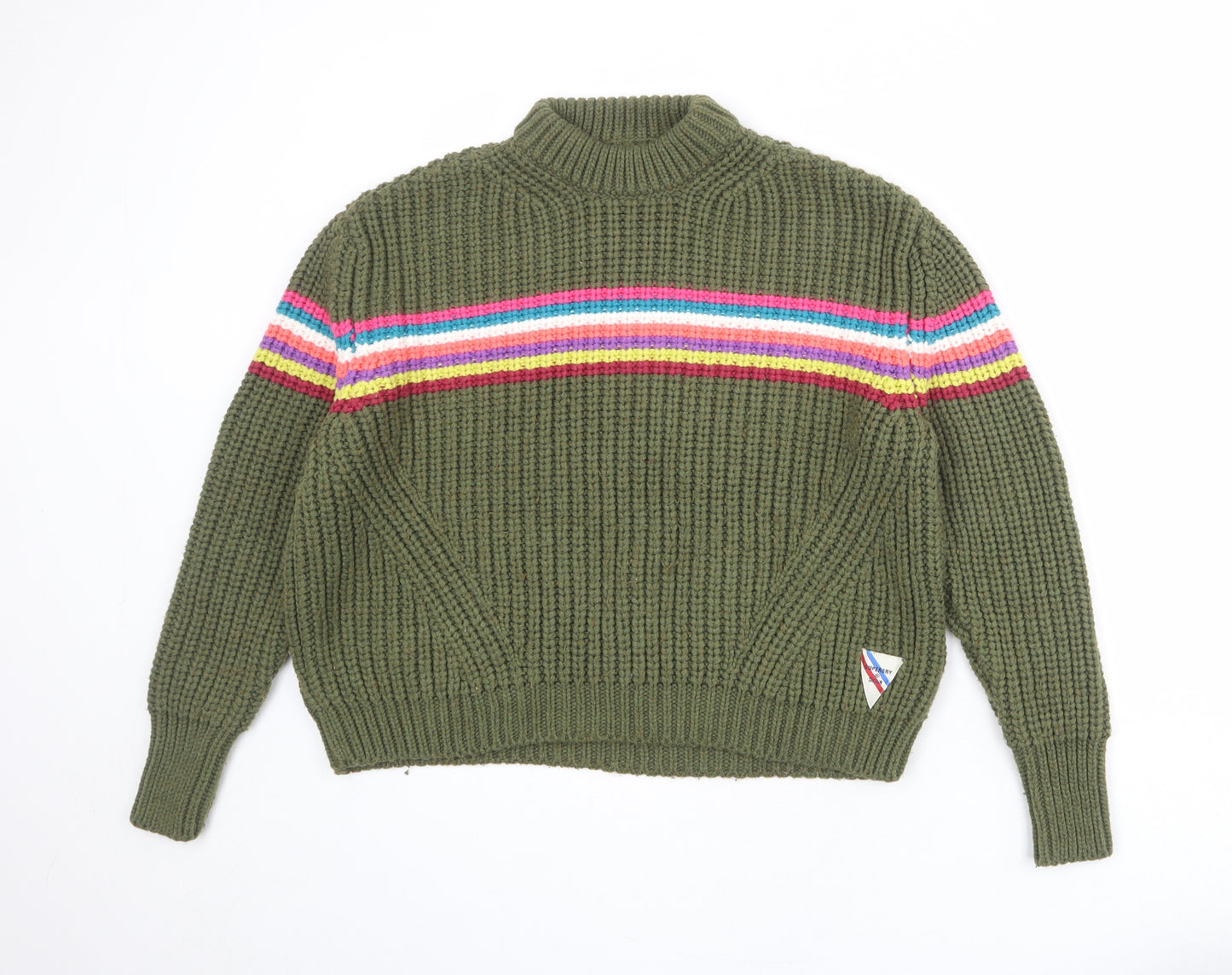 Superdry Womens Green Round Neck Acrylic Pullover Jumper Size 8