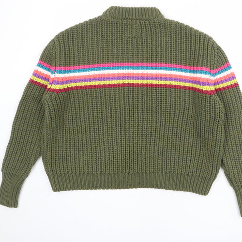 Superdry Womens Green Round Neck Acrylic Pullover Jumper Size 8