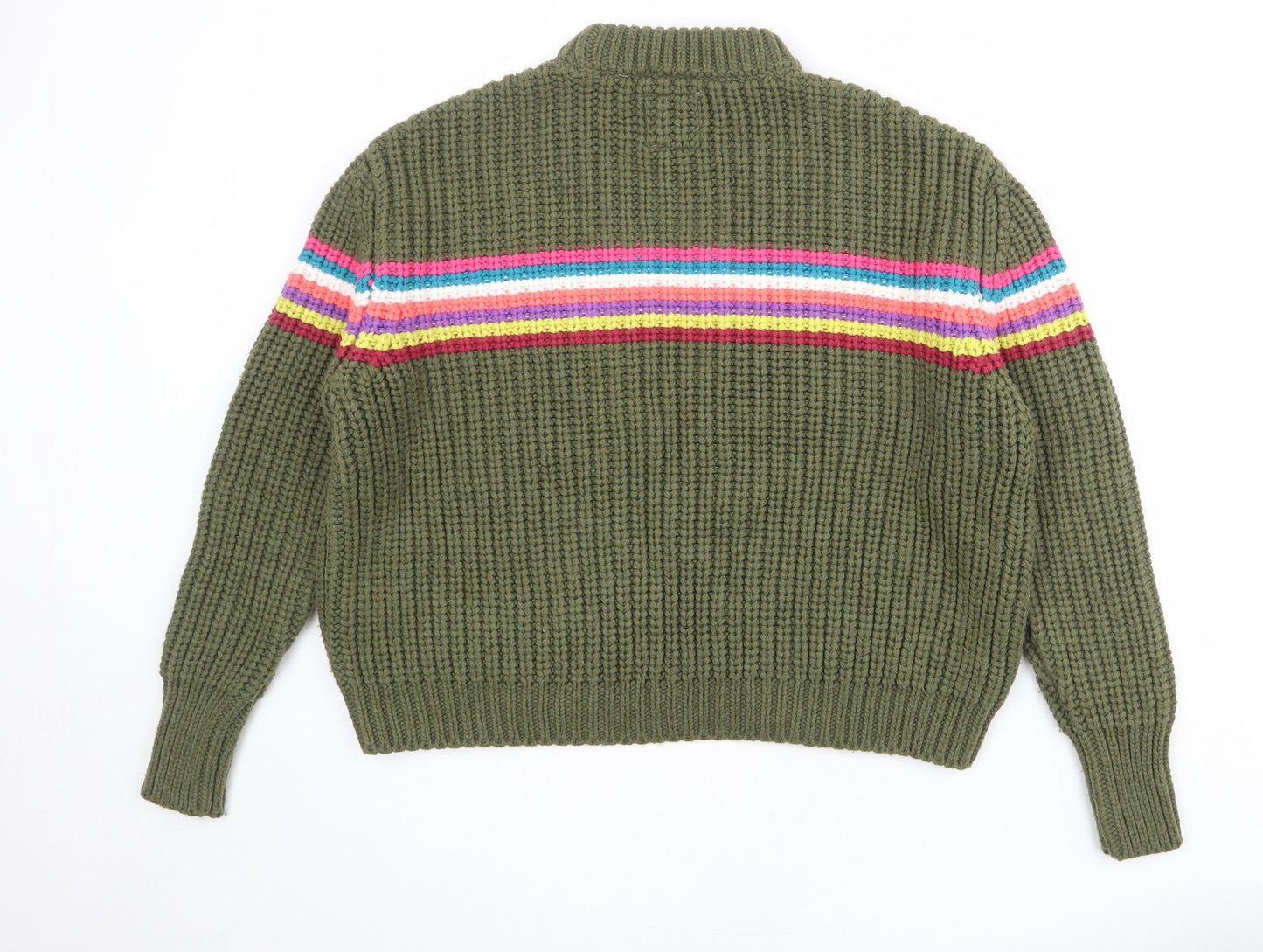 Superdry Womens Green Round Neck Acrylic Pullover Jumper Size 8