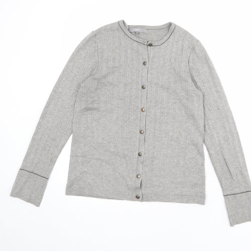 NEXT Womens Grey Round Neck Viscose Cardigan Jumper Size 12